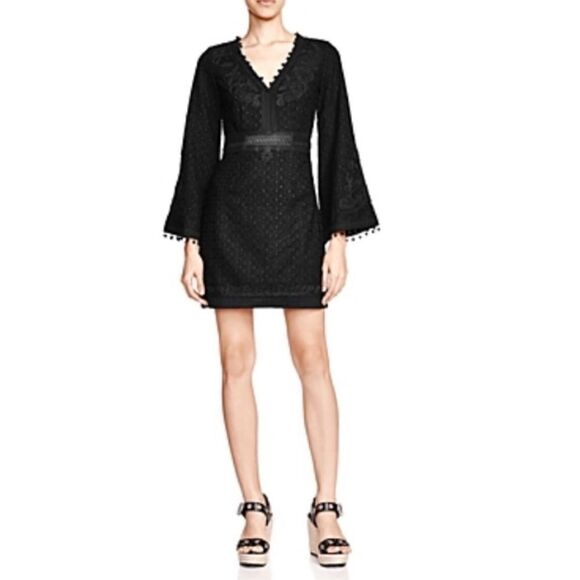 The Kooples Dresses & Skirts - The Kooples Guipure & Embroidery Black Long-Sleeve Mini Dress: Small NWT
